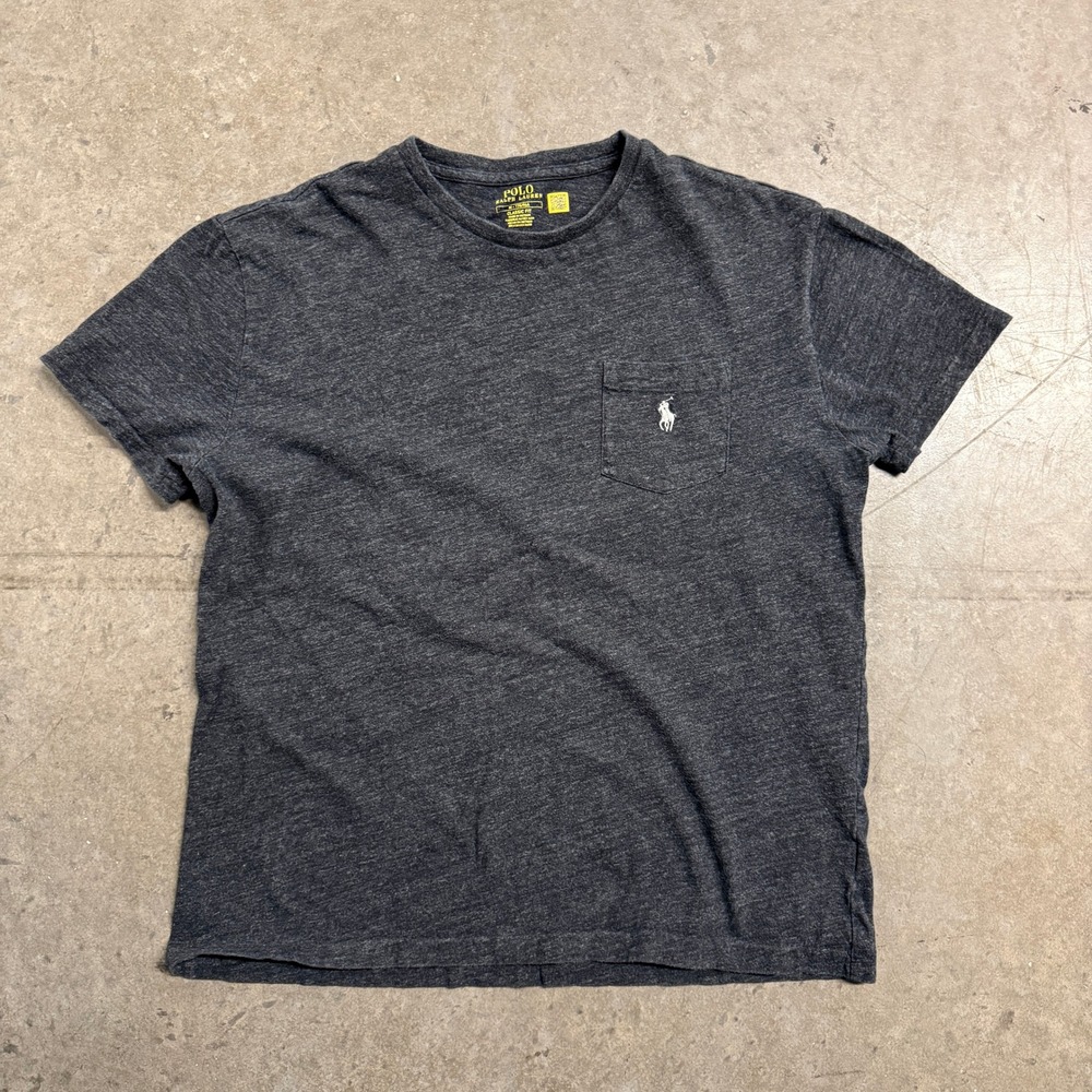 Polo Ralph Lauren Mens Classic Fit Pocket T-Shirt Charcoal Gray Heather Medium